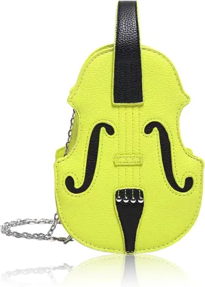 Women Violin Shaped Crossbody Shoulder Bag with Trendy Chain Strap PU Leather Music Purse Handbag Violin Lover Gifts