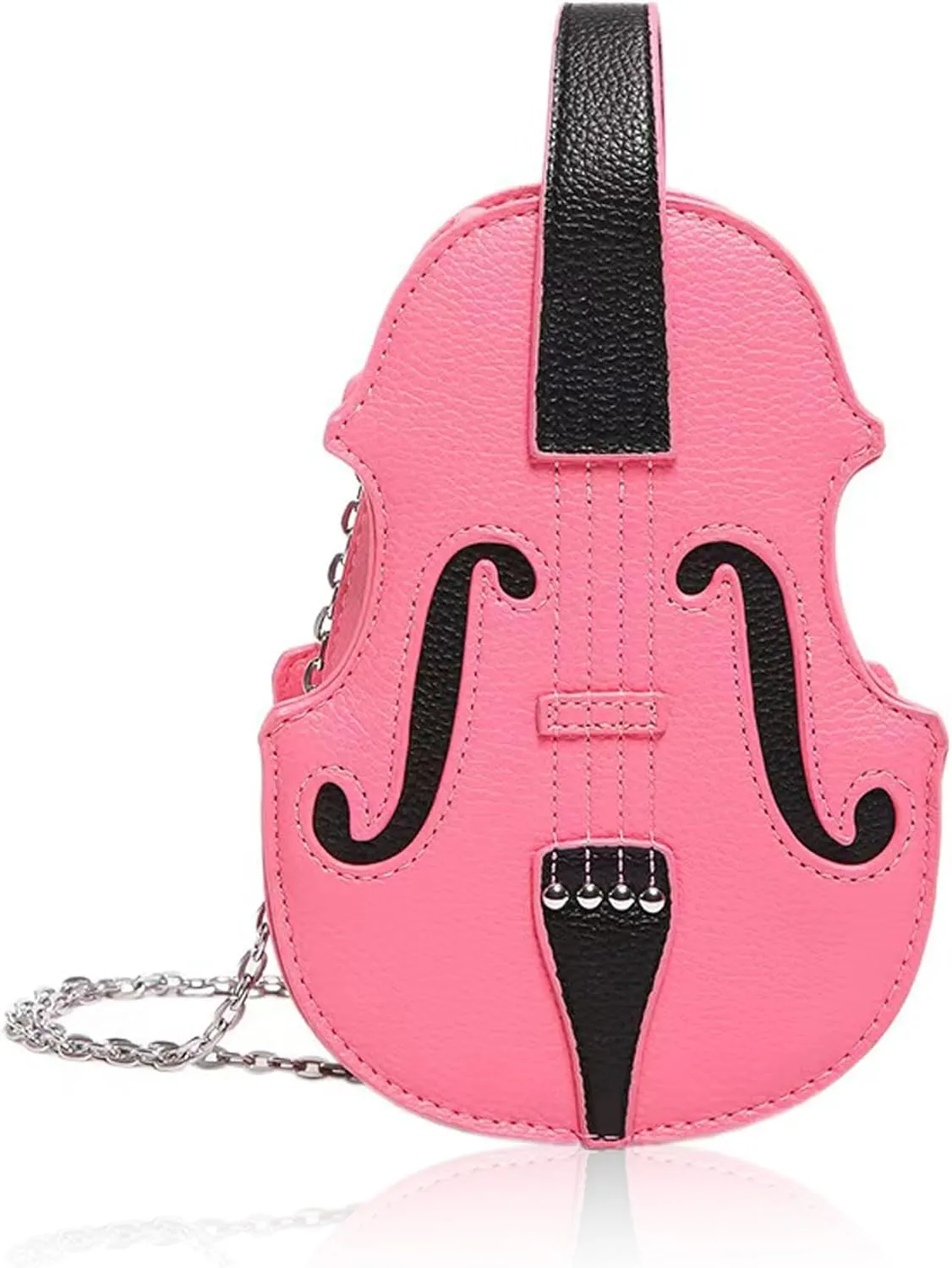 Women Violin Shaped Crossbody Shoulder Bag with Trendy Chain Strap PU Leather Music Purse Handbag Violin Lover Gifts