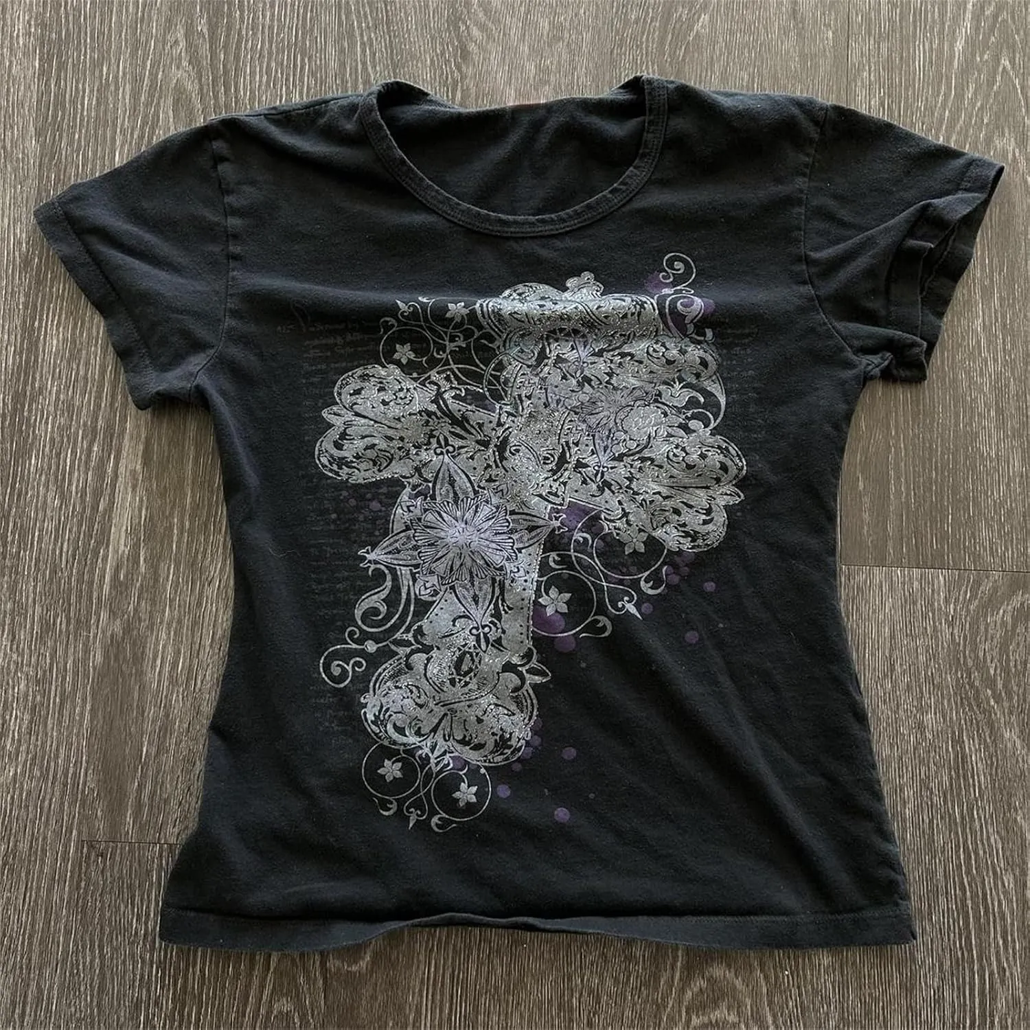 Women Y2k Fairy Grunge Graphic Print Baby Tees E-Girl Emo Tshirts 2000s Scene Cutecore Crop Tops Summer Clothes