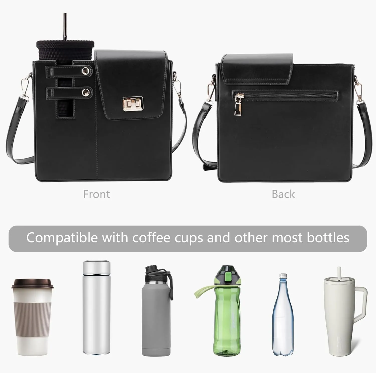 Women's Adjustable Crossbody Water Bottle Bag Lightweight Gym Cup Holder Purse, Outdoor Hiking Essentials Fits Stanley Cups
