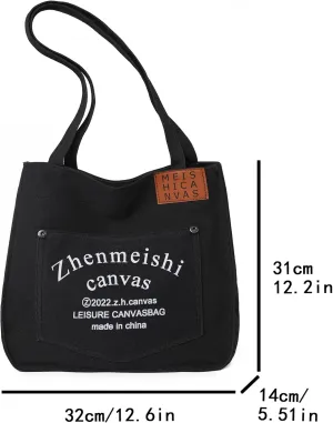 Women's Canvas Casual Shoulder Bag (Black)
