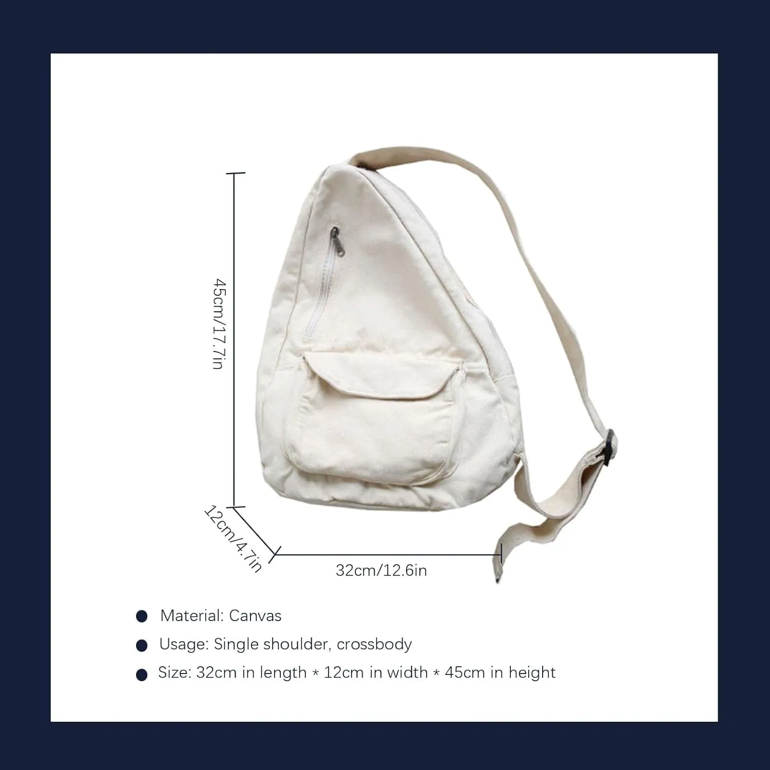 Women's Canvas Crossbody Bag Vintage Wash Zipper Shoulder Bag Men's and Women's Casual Crossbody Bag