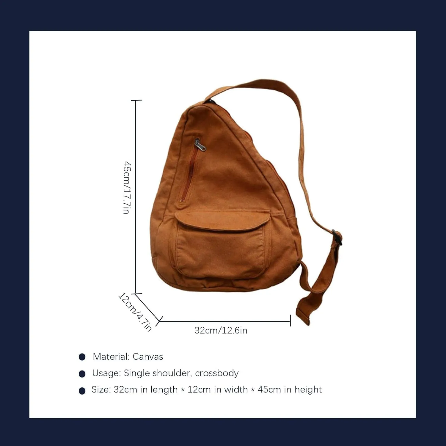 Women's Canvas Crossbody Bag Vintage Wash Zipper Shoulder Bag Men's and Women's Casual Crossbody Bag