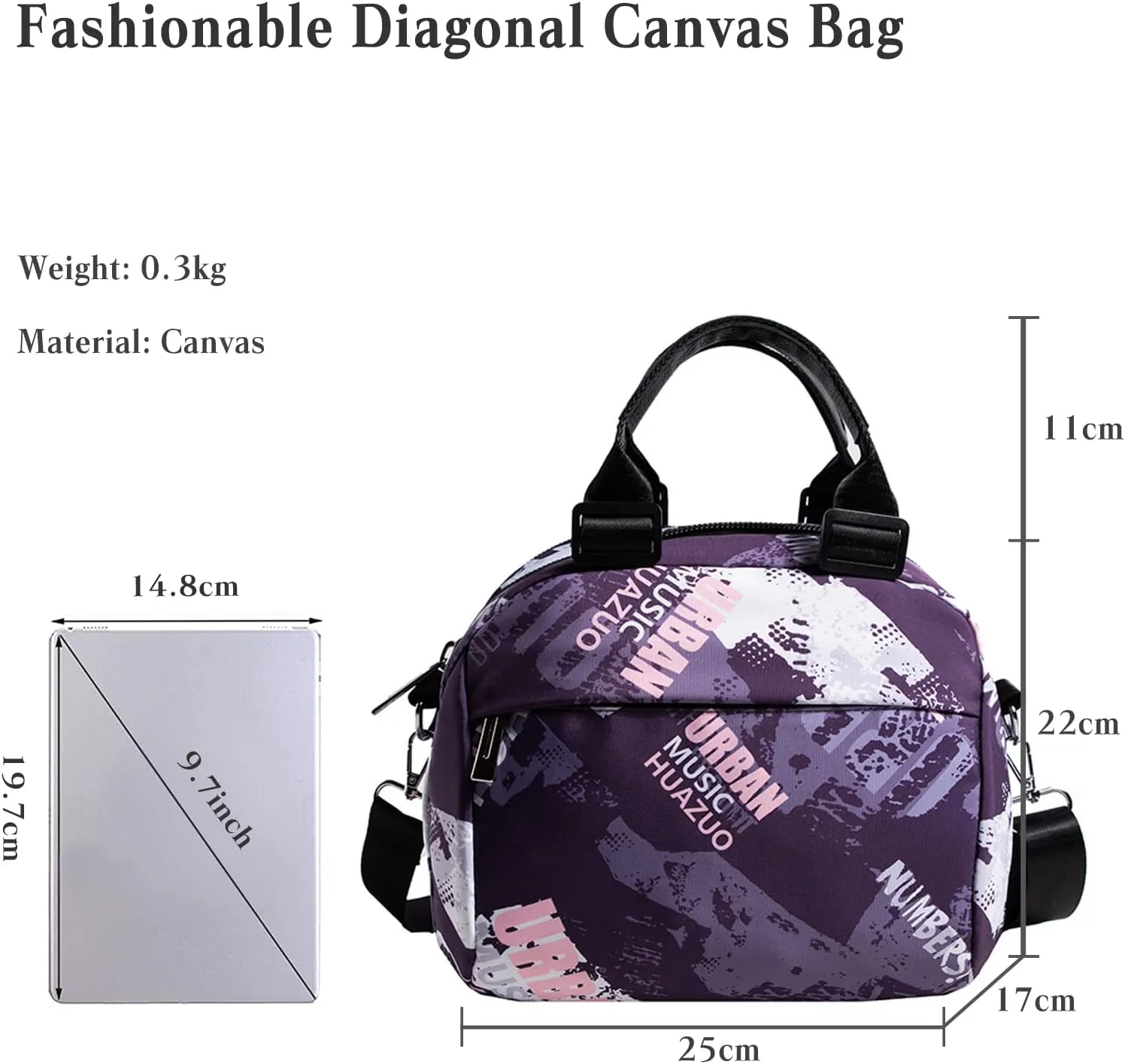 Women's Canvas Shoulder Bag - Multi Pockets Crossbody Top Handle Hobo Tote Messenger Bag