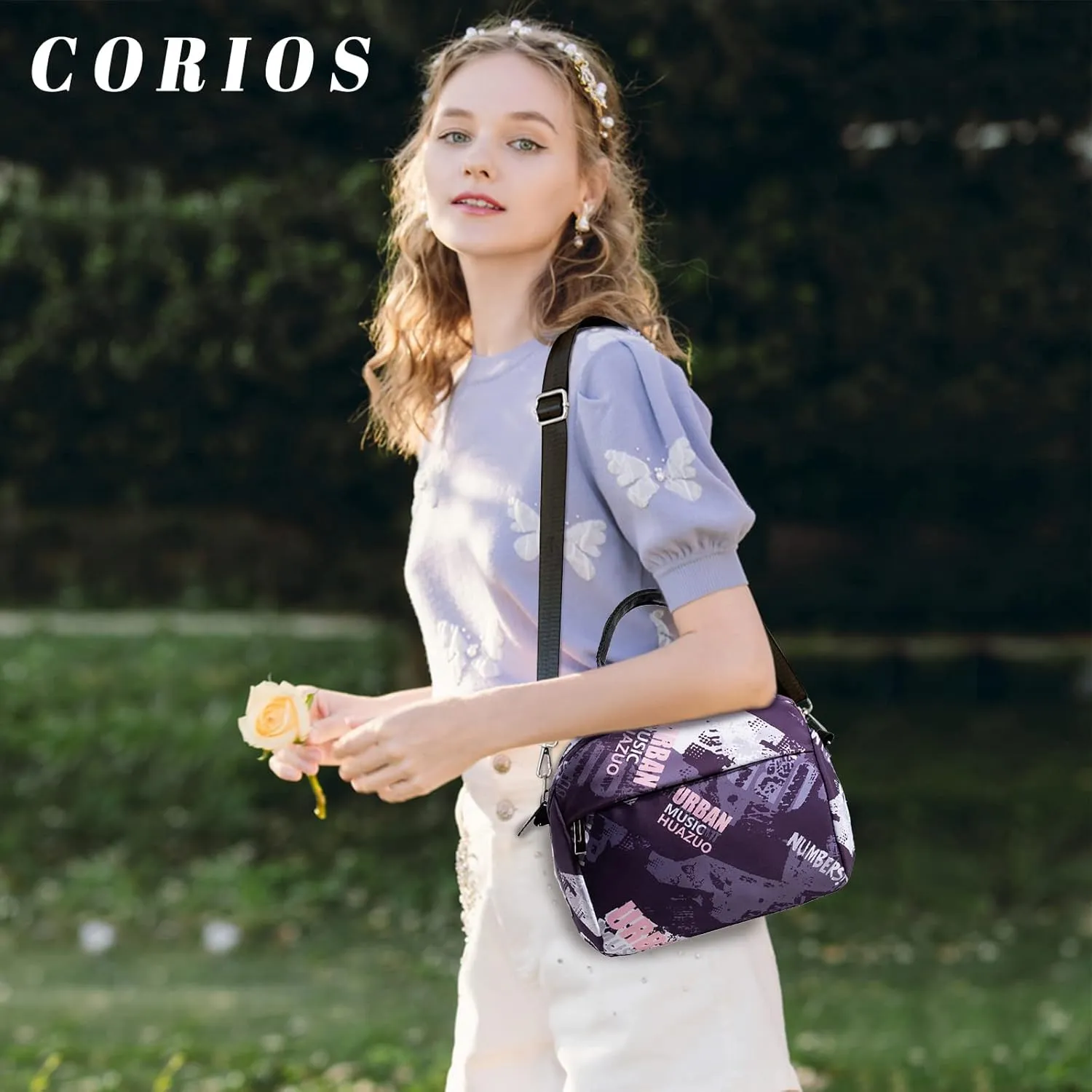 Women's Canvas Shoulder Bag - Multi Pockets Crossbody Top Handle Hobo Tote Messenger Bag