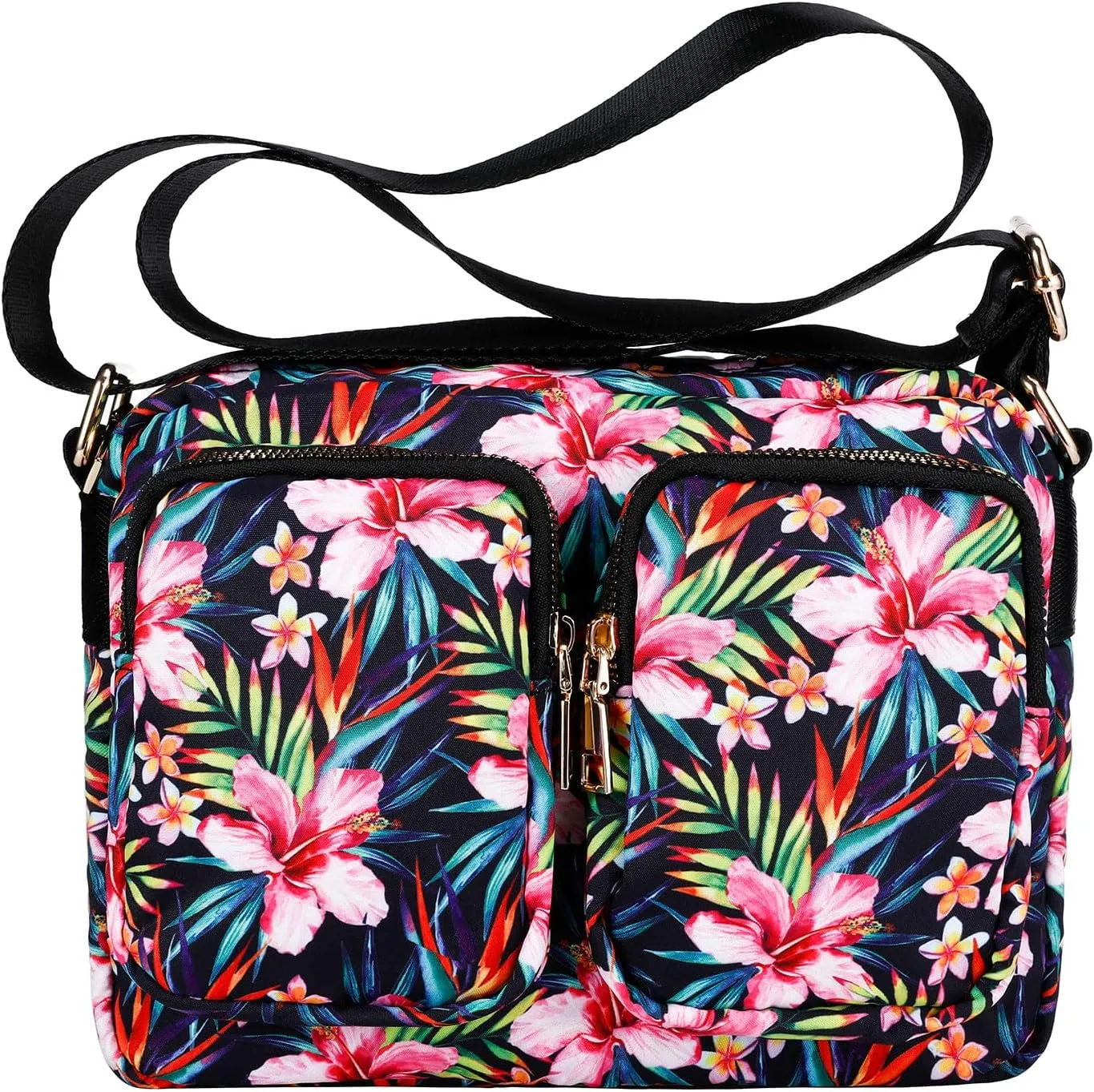 Women's Crossbody Bags - Multi Pocket Shoulder Bag Lightweight Purse Stylish Printed Crossbody Bag