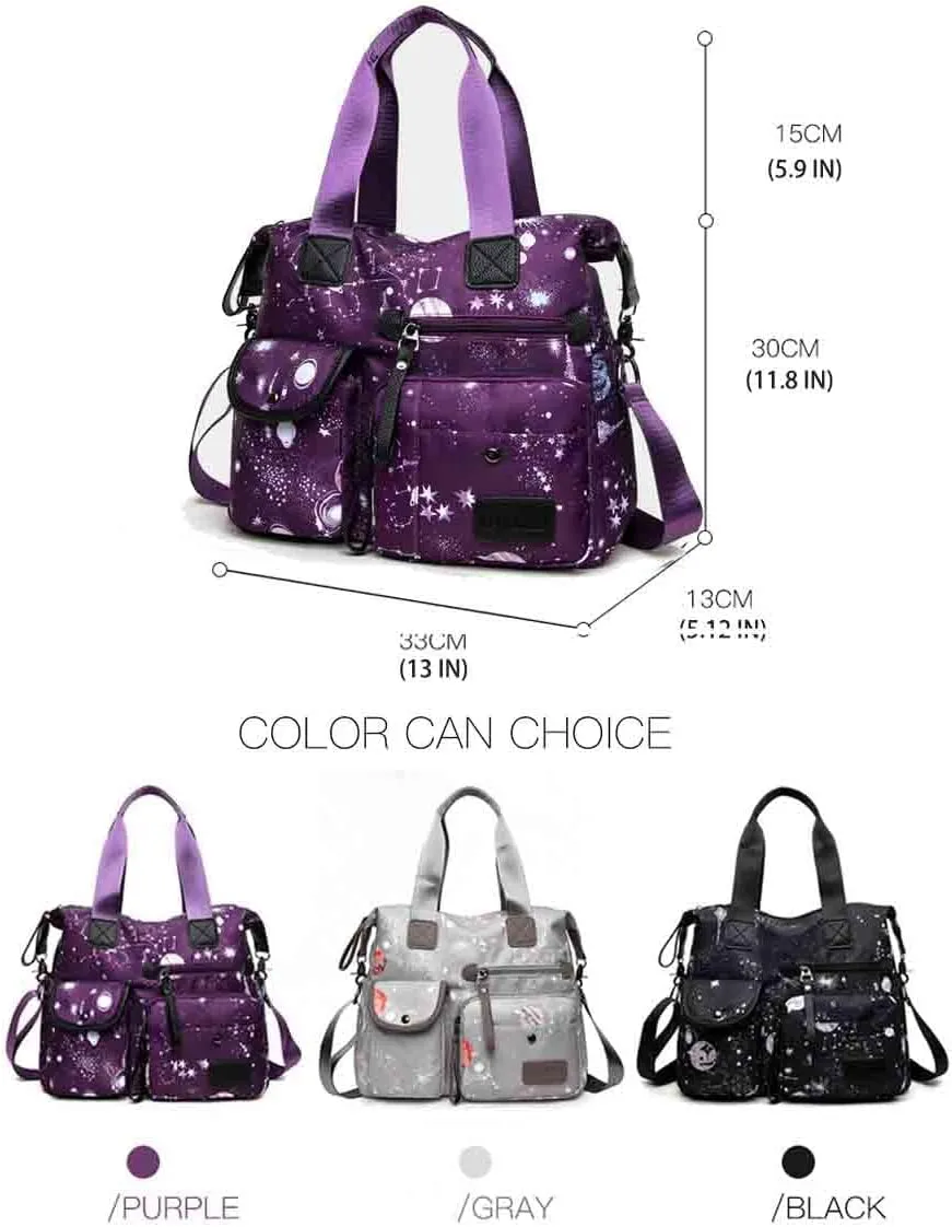 Women's Fashion Handbag Canvas One Shoulder Women's Bag Starry Sky Printing Casual Crossbody Bag