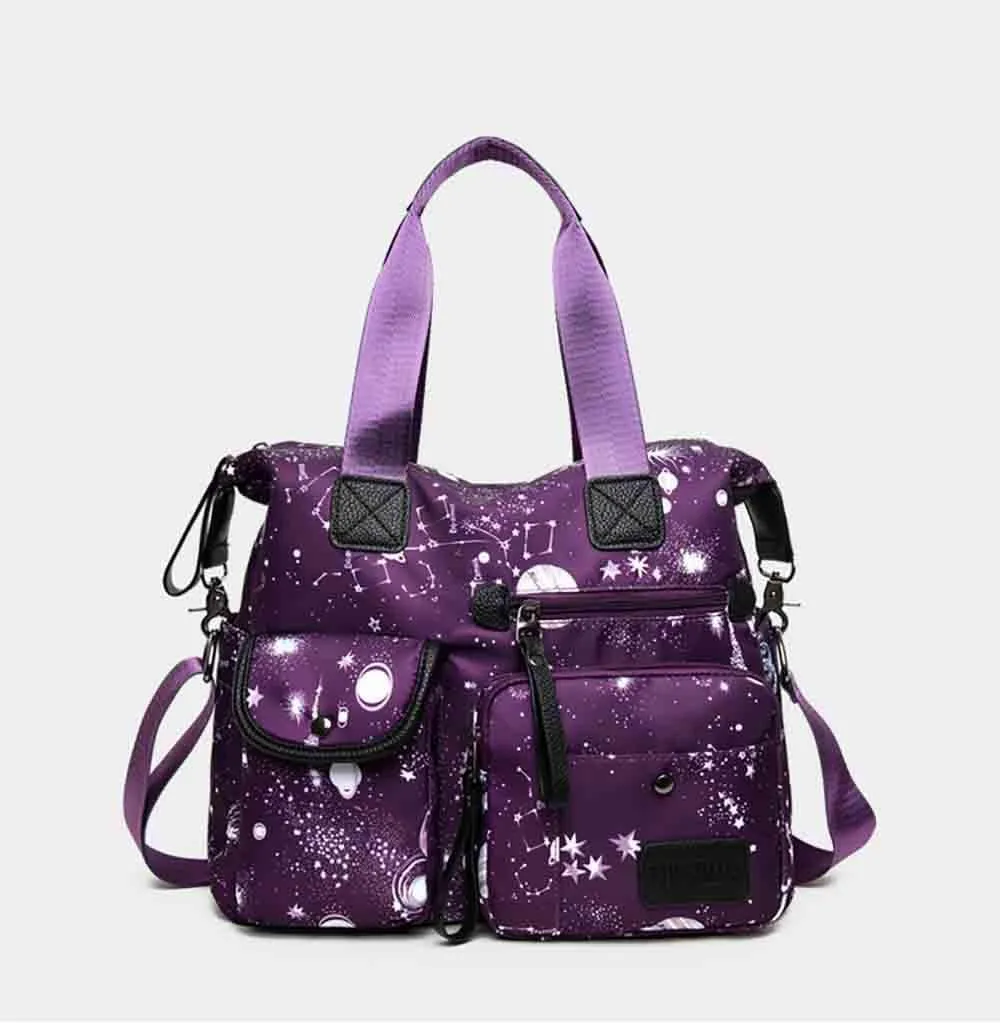 Women's Fashion Handbag Canvas One Shoulder Women's Bag Starry Sky Printing Casual Crossbody Bag
