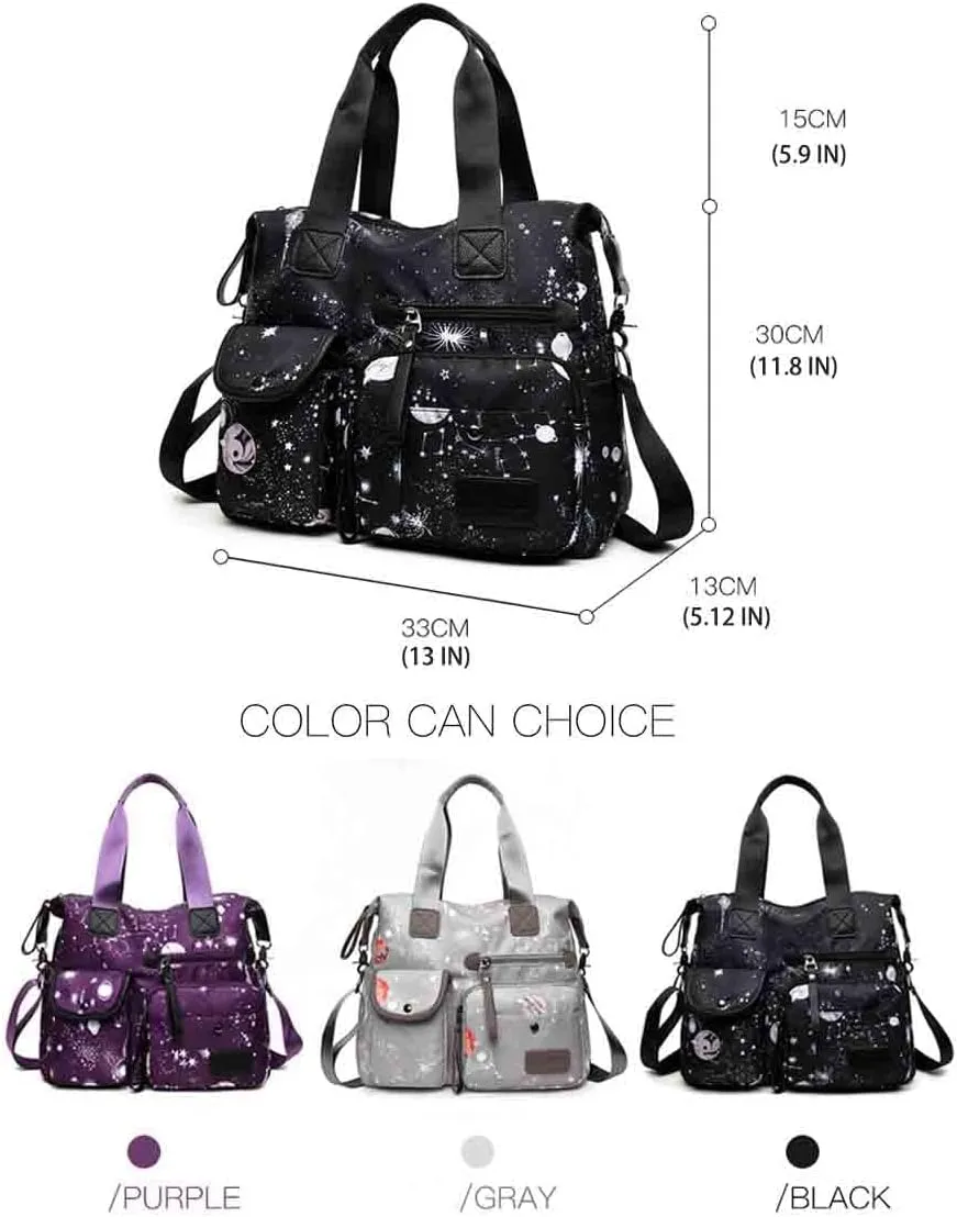 Women's Fashion Handbag Canvas One Shoulder Women's Bag Starry Sky Printing Casual Crossbody Bag