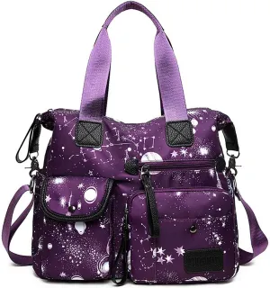 Women's Fashion Handbag Canvas One Shoulder Women's Bag Starry Sky Printing Casual Crossbody Bag