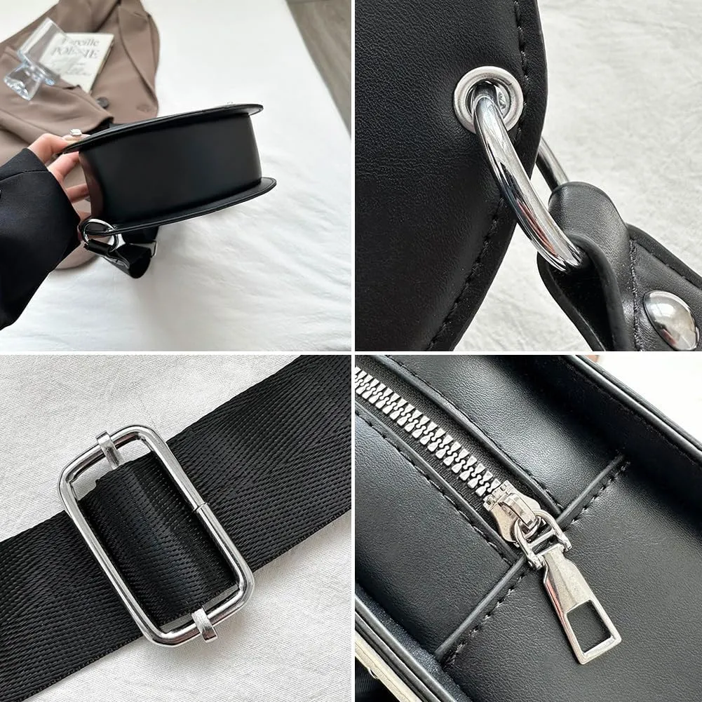 Women’s Guitar Shaped Rivet Shoulder Bag, Creative Music Violin Piano Crossbody Purse, PU Leather Novelty Unique Satchel