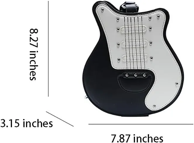 Women’s Guitar Shaped Rivet Shoulder Bag, Creative Music Violin Piano Crossbody Purse, PU Leather Novelty Unique Satchel