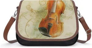 Women's Handbag Violin With Swirling Satchel Bag Leather Crossbody Bag Waterproof Messenger Bag