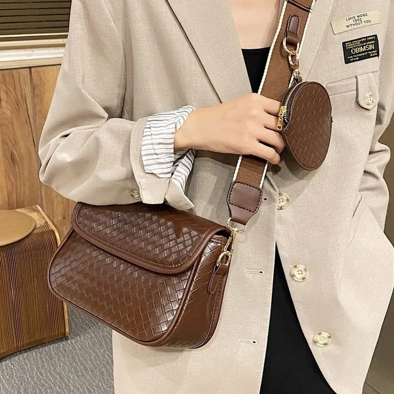 Women's Handbags Woven Messenger Bag Shoulder Small Square Bag