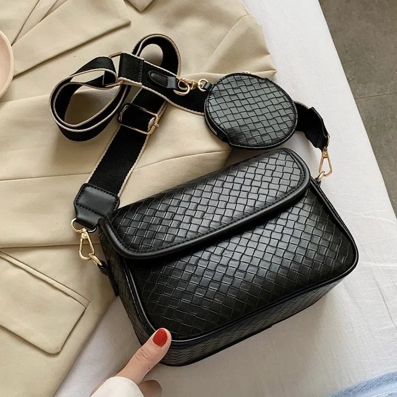 Women's Handbags Woven Messenger Bag Shoulder Small Square Bag