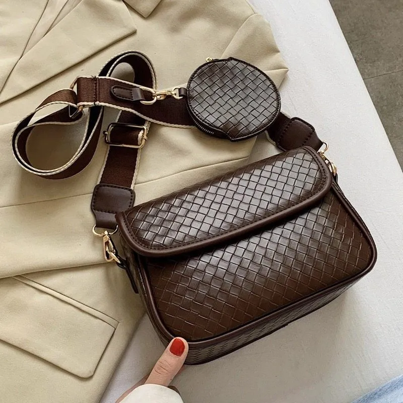 Women's Handbags Woven Messenger Bag Shoulder Small Square Bag