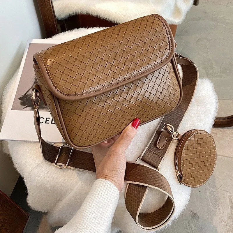 Women's Handbags Woven Messenger Bag Shoulder Small Square Bag