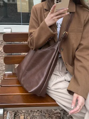 Women's Large Capacity Simple Soft Leather Underarm Crossbody Bags