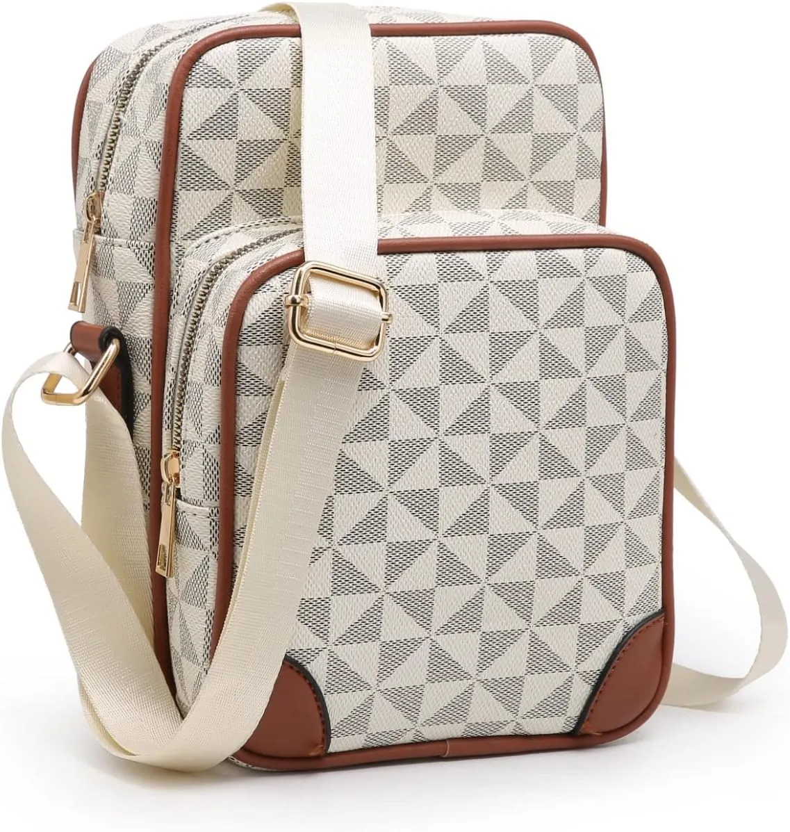 Women's Large Crossbody Fashion Travel Bag, Water resistant, Adjustable Strap, Premium Stiching (Vanilla)
