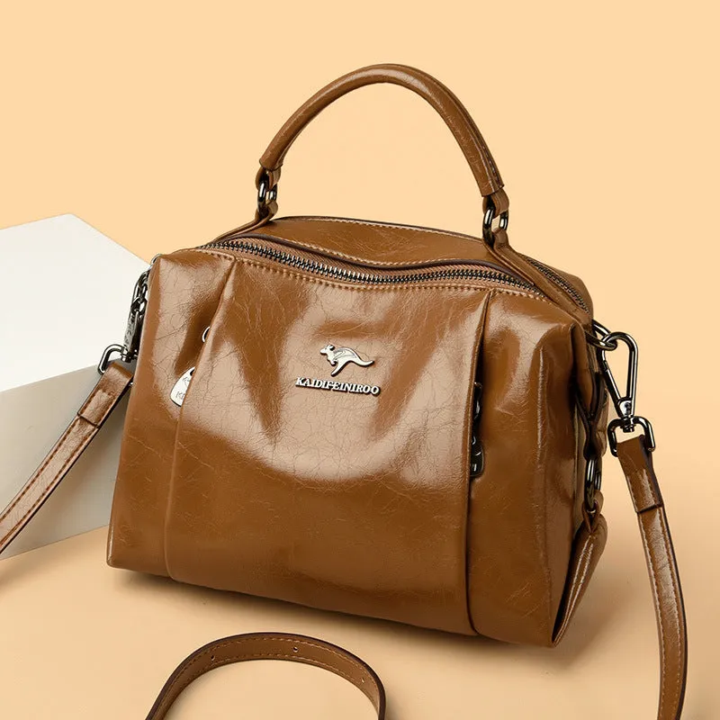Women's Leather Multi Compartment Shoulder Bag