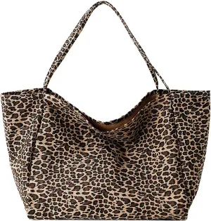 Women's leopard print shoulder bag, large capacity soft handbag, simple multifunctional crossbody bag