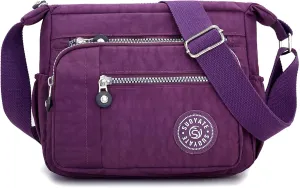 Women's Nylon Crossbody Bag Waterproof Shoulder Purse Multi Pocket Tote Handbag Travel Satchel Messenger Bag