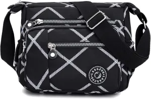 Women's Nylon Crossbody Bag Waterproof Shoulder Purse Multi Pocket Tote Handbag Travel Satchel Messenger Bag