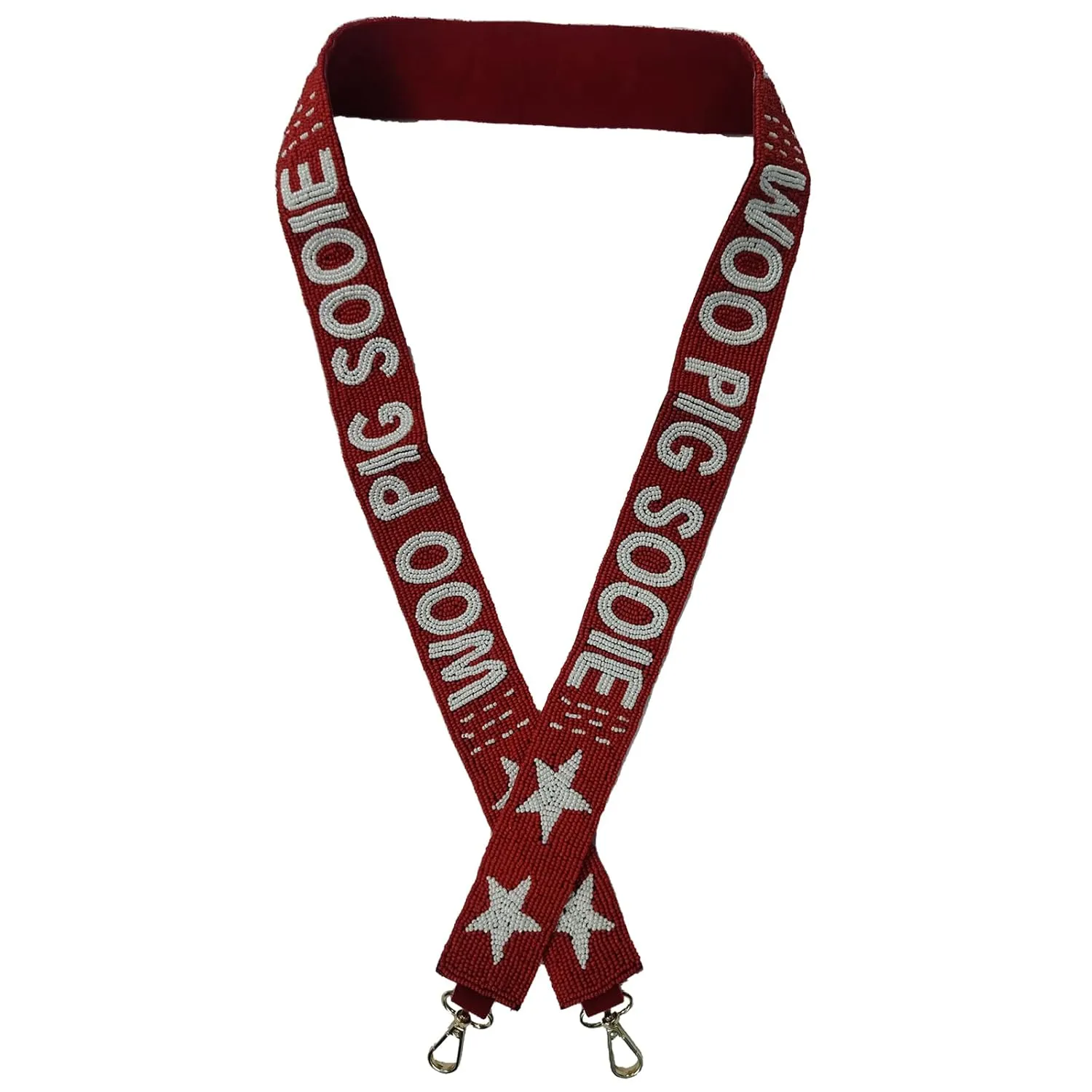 woo razor Sooi Beaded Purse Strap – 47" x 1.5" for Game Day, Crossbody and Handbag Replacement (woo pig red simple)