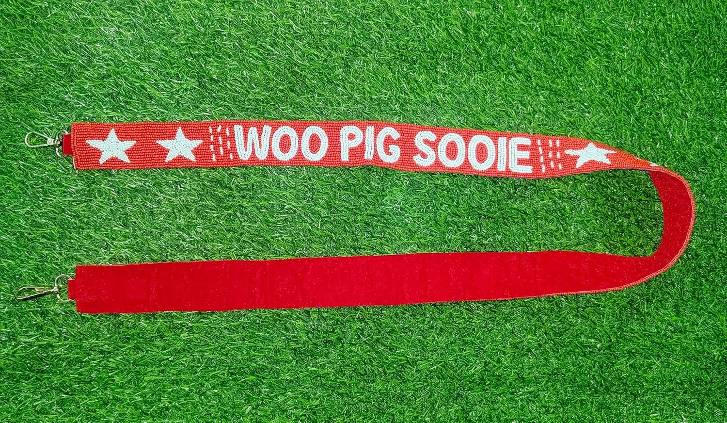 woo razor Sooi Beaded Purse Strap – 47" x 1.5" for Game Day, Crossbody and Handbag Replacement (woo pig red simple)