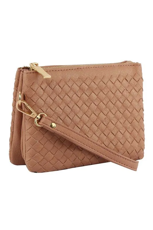 Woven Convertible Clutch Crossbody Bag Wristlet