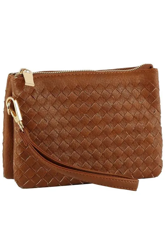 Woven Convertible Clutch Crossbody Bag Wristlet