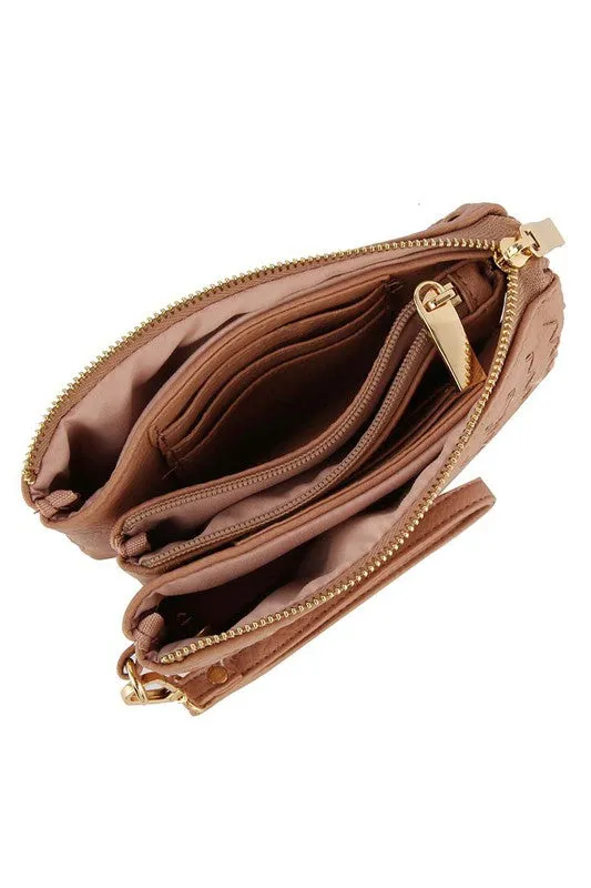 Woven Convertible Clutch Crossbody Bag Wristlet