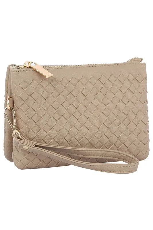 Woven Convertible Clutch Crossbody Bag Wristlet