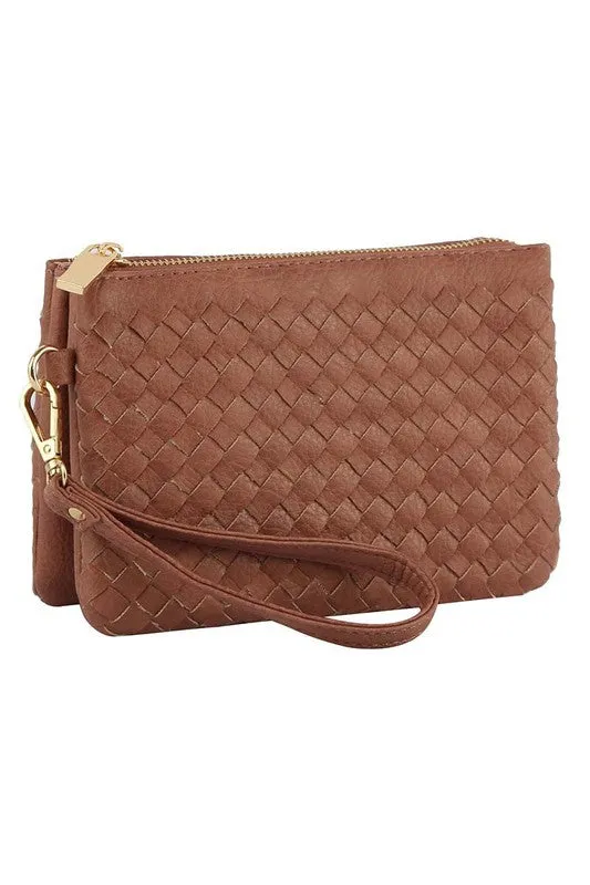 Woven Convertible Clutch Crossbody Bag Wristlet