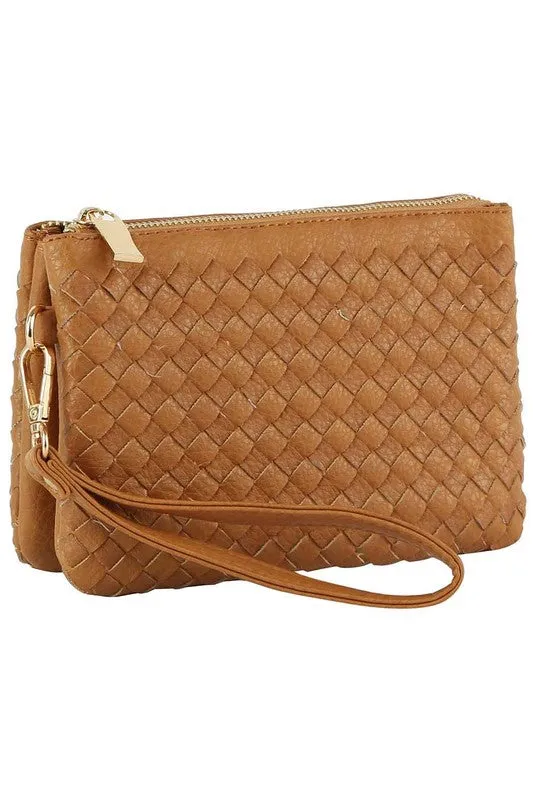 Woven Convertible Clutch Crossbody Bag Wristlet