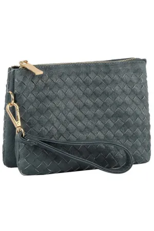 Woven Convertible Clutch Crossbody Bag Wristlet