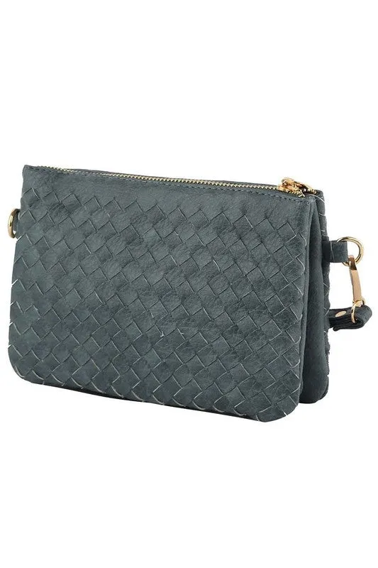 Woven Convertible Clutch Crossbody Bag Wristlet