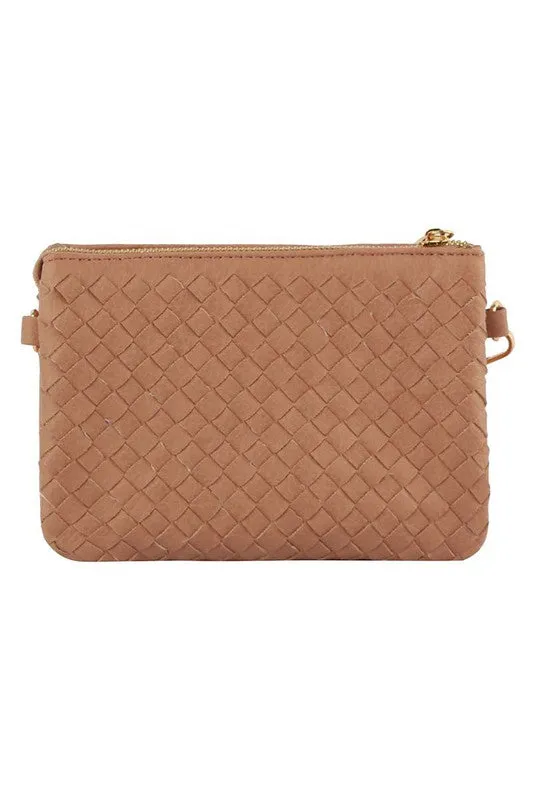 Woven Convertible Clutch Crossbody Bag Wristlet