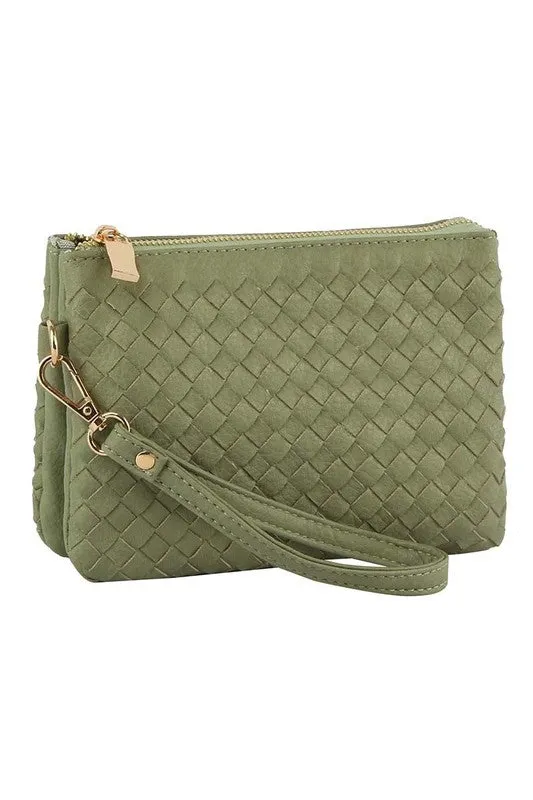 Woven Convertible Clutch Crossbody Bag Wristlet