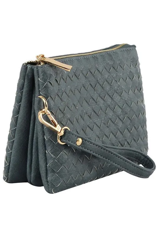 Woven Convertible Clutch Crossbody Bag Wristlet