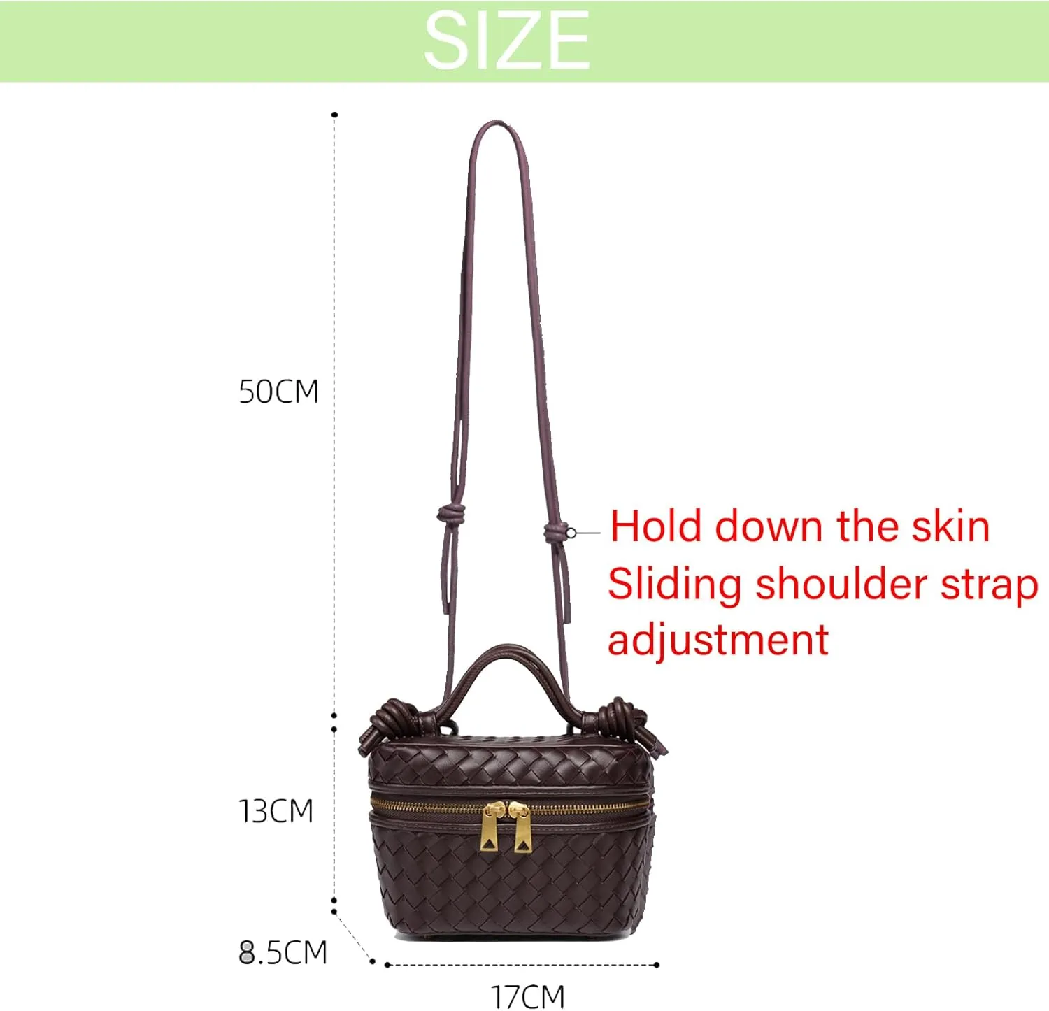 Woven Crossbody Bag for Women Small Top-Handle Pouch Purse Square Box Shoulder Handbag with Adjustable Strap
