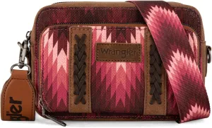 Wrangler Aztec Crossbody Bag for Women Multi Pocket Shoulder Bag Boho Cross Body Wallet Purse