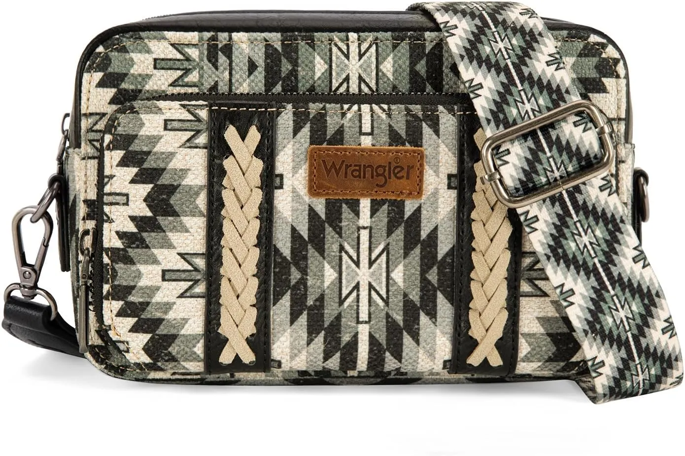 Wrangler Crossbody Bag for Women Boho Aztec Small Multi Pocket Crossover Purse
