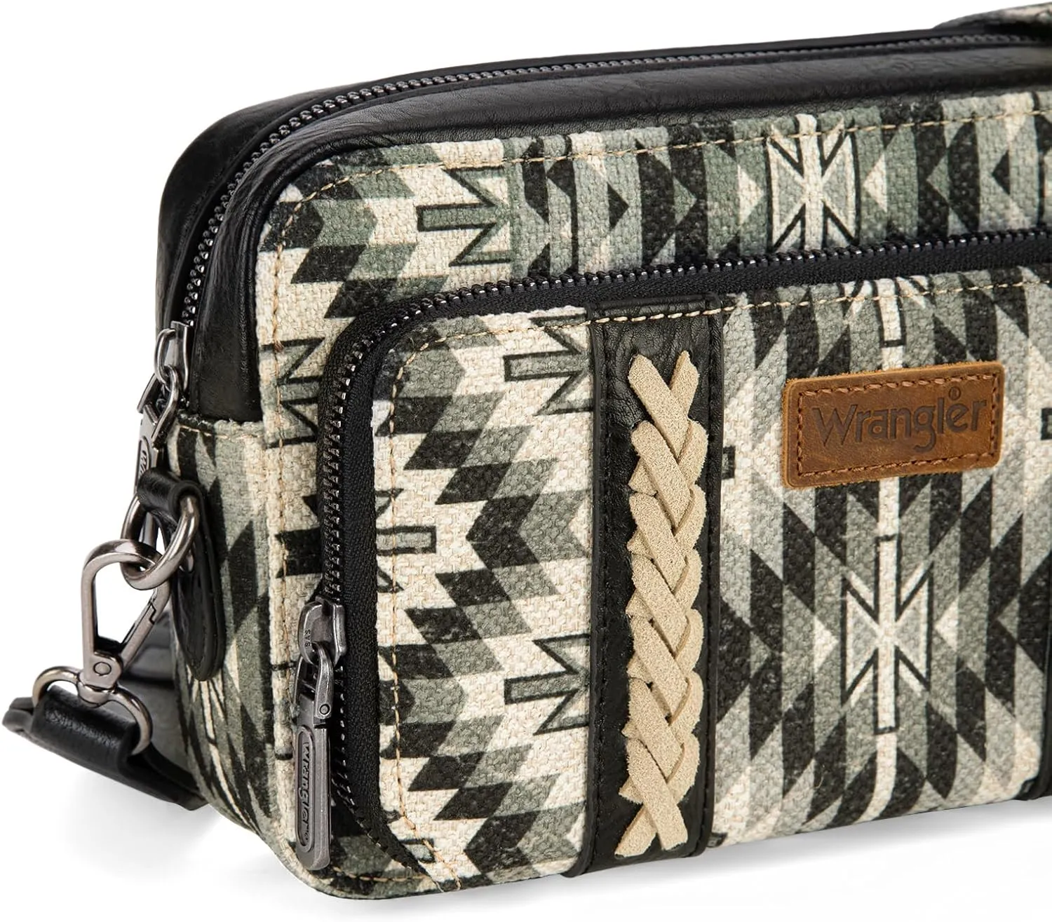 Wrangler Crossbody Bag for Women Boho Aztec Small Multi Pocket Crossover Purse