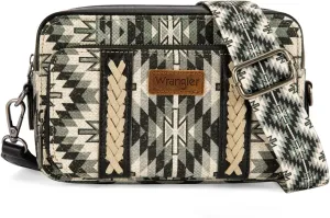 Wrangler Crossbody Bag for Women Boho Aztec Small Multi Pocket Crossover Purse