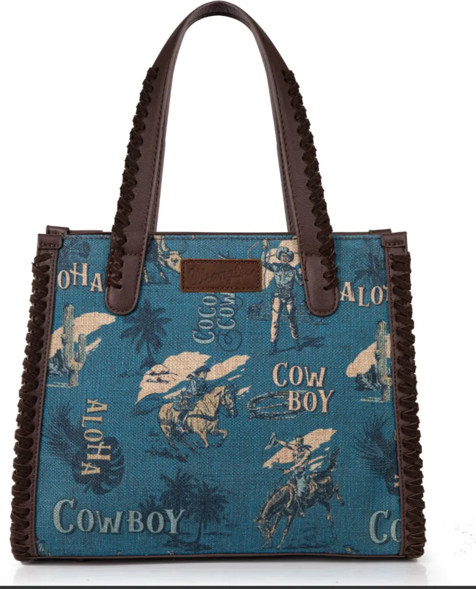 Wrangler VINTAGE RETRO COWBOY COOL PRINT SATCHEL/CROSSBODY