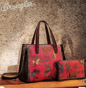 Wrangler VINTAGE RETRO COWBOY COOL PRINT SATCHEL/CROSSBODY