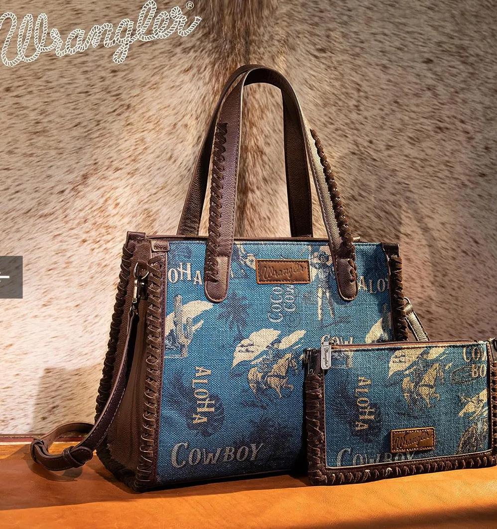 Wrangler VINTAGE RETRO COWBOY COOL PRINT SATCHEL/CROSSBODY