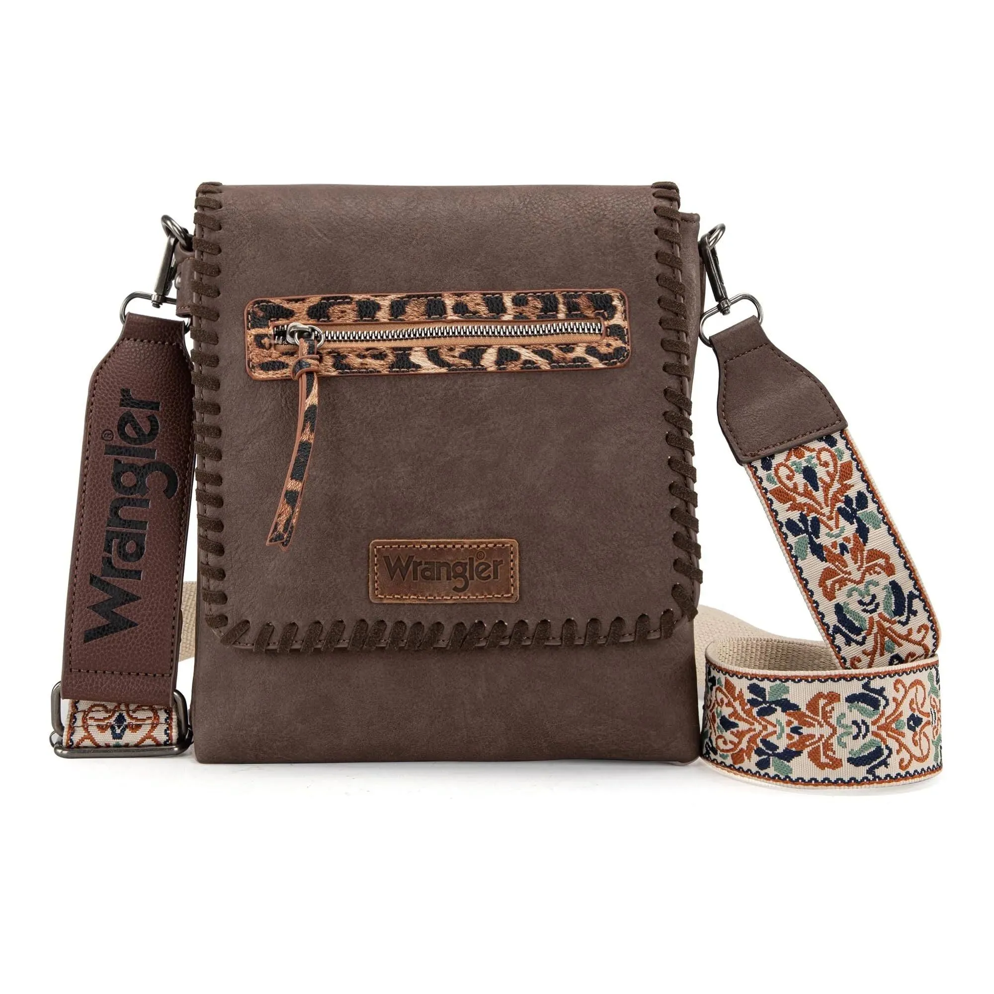 Wrangler Whipstitch Leopard Print Crossbody