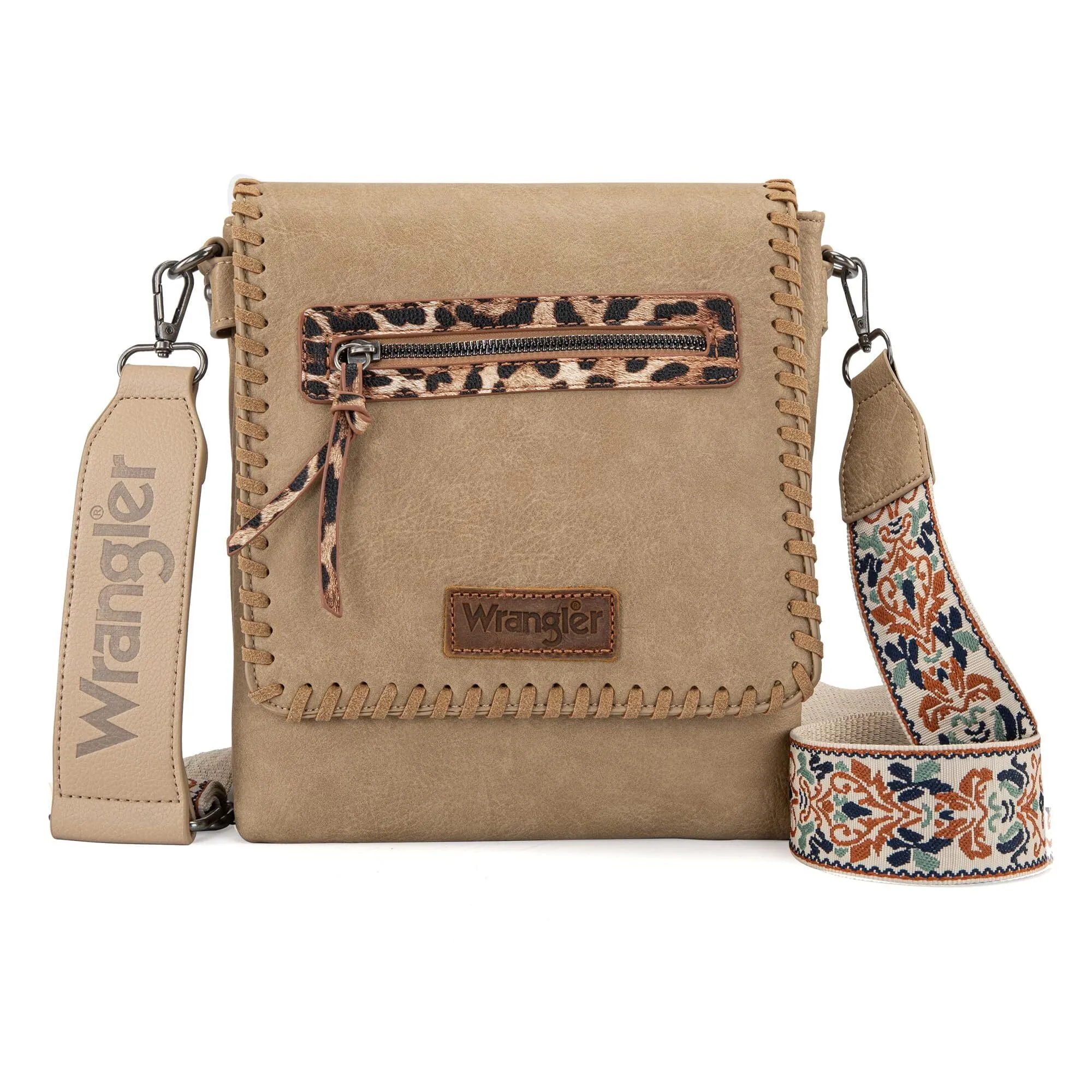 Wrangler Whipstitch Leopard Print Crossbody